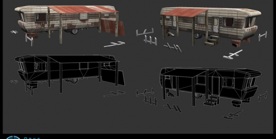 background prop Low poly with Hand painted textures