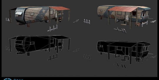 background prop Low poly with Hand painted textures
