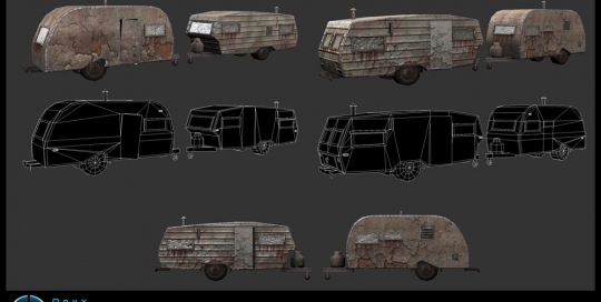 background prop Low poly with Hand painted textures