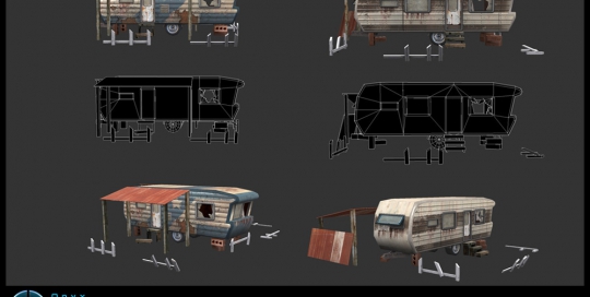background prop Low poly with Hand painted textures